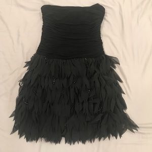 Flirty Feathery Black Party Dress
